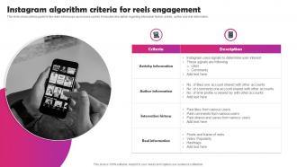 Instagram Marketing To Build Audience Instagram Algorithm Criteria For Reels Engagement MKT SS V