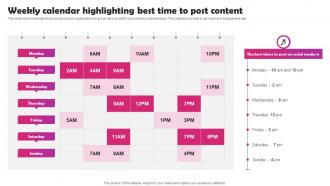 Instagram Marketing To Build Audience Weekly Calendar Highlighting Best Time To Post MKT SS V