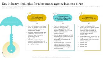 Insurance Company Business Plan Key Industry Highlights For A Insurance Agency Business BP SS