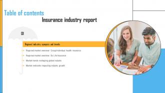 Insurance Industry Report Table Of Content IR SS
