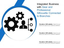 Integrated business with gear and professional silhouette connected to branches