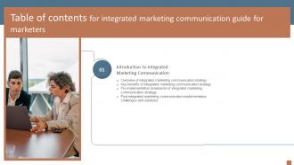 Integrated Marketing Communication Guide For Marketers Table Of Contents MKT SS V