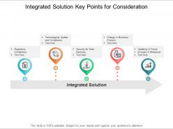 Integrated solution key points for consideration