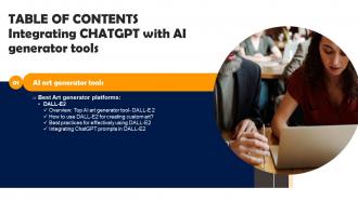 Integrating CHATGPT With AI Generator Tools Table Of Contents CHATGPT SS V