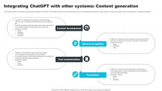 Integrating ChatGPT With Other Systems Content Generation How ChatGPT Actually Work ChatGPT SS V