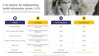 Integrating Health Information System Cost Analysis For Implementing Health Information
