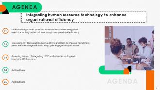 Integrating Human Resource Technology To Enhance Organizational Efficiency Complete Deck Pre-designed Content Ready