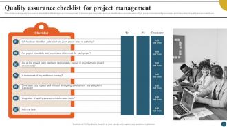 Integrating Quality Management Quality Assurance Checklist For Project Management Strategy SS V