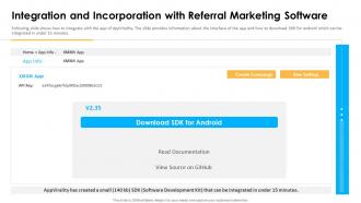 Integration and incorporation with referral appvirality investor funding elevator