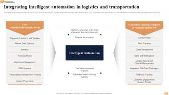 Intelligent Automation To Accelerate Logistics Services Powerpoint PPT Template Bundles Technology MM Slides Impressive