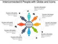 Interconnected 8 people with globe and icons