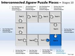 Interconnected jigsaw puzzle pieces stages 10 powerpoint templates