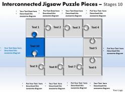 Interconnected jigsaw puzzle pieces stages 10 powerpoint templates