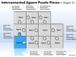 Interconnected jigsaw puzzle pieces stages 11 powerpoint templates