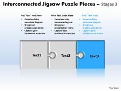 Interconnected jigsaw puzzle pieces stages 3 powerpoint templates
