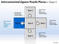 Interconnected jigsaw puzzle pieces stages 5 powerpoint templates