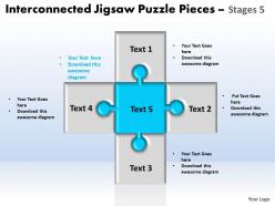 Interconnected jigsaw puzzle pieces stages 5 powerpoint templates