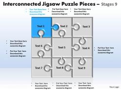 Interconnected jigsaw puzzle pieces stages 9 powerpoint templates