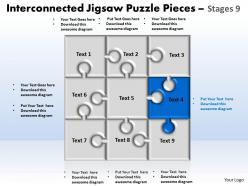 Interconnected jigsaw puzzle pieces stages 9 powerpoint templates