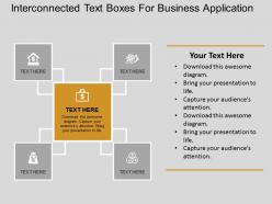 Interconnected text boxes for business application flat powerpoint design