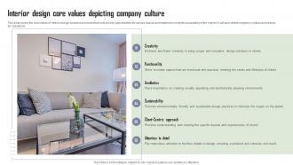Interior Design Core Values Depicting Company Interior Design Company Overview