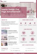 Interior design one page advertisement presentation report infographic ppt pdf document