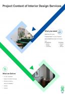 Interior Design Project Context Of Interior Design Services One Pager Sample Example Document
