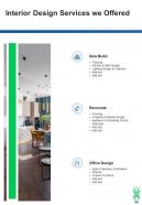 Interior Design Services We Offered Interior Design Consultation One Pager Sample Example Document
