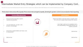 Intermediate Market Entry Strategies Which Can Be Implemented By Company New Market Expansion Plan