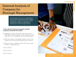 Internal analysis of company for strategic management