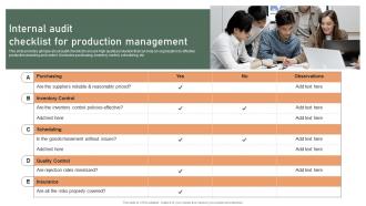 Internal Audit Checklist For Production Management Effective Production Planning And Control Management System