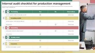 Internal Audit Checklist For Production Management Production Quality Management System