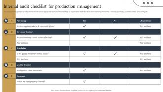 Internal Audit Checklist For Production Streamlined Production Planning And Control Measures