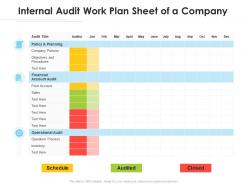 Internal Audit Work Plan Sheet Of A Company