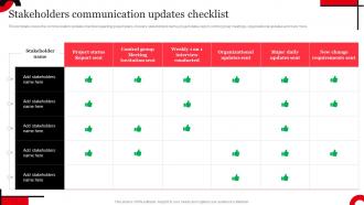 Internal Communication Stakeholders Communication Updates Checklist Strategy SS V