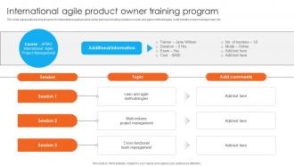 International Agile Product Owner Training Program