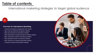 International Marketing Strategies To Target Global Audience Table Of Contents MKT SS V
