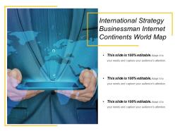International strategy businessman internet continents world map