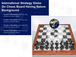 International strategy globe on chess board having nature background