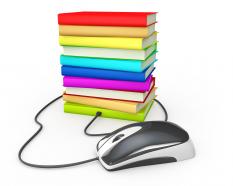 Internet education books mouse stock photo