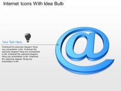 Internet icons with idea bulb powerpoint template slide