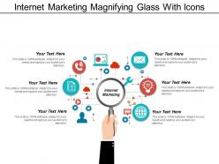 Internet marketing magnifying glass with icons