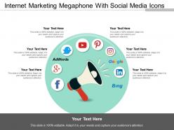 Internet marketing megaphone with social media icons