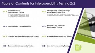 Interoperability Testing It Table Of Contents For Interoperability Testing