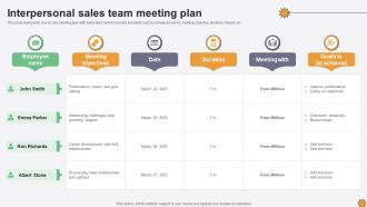 Interpersonal Sales Team Meeting Plan