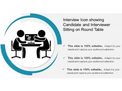 Interview icon showing candidate and interviewer sitting on round table