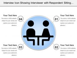Interview icon showing interviewer with respondent sitting around table