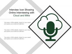 Interview icon showing online interviewing with cloud and mike