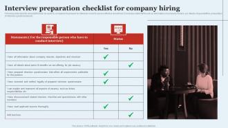 Interview Preparation Checklist For Company Hiring Optimizing HR Operations Through