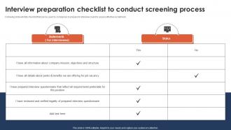 Interview Preparation Checklist To Conduct Screening Process